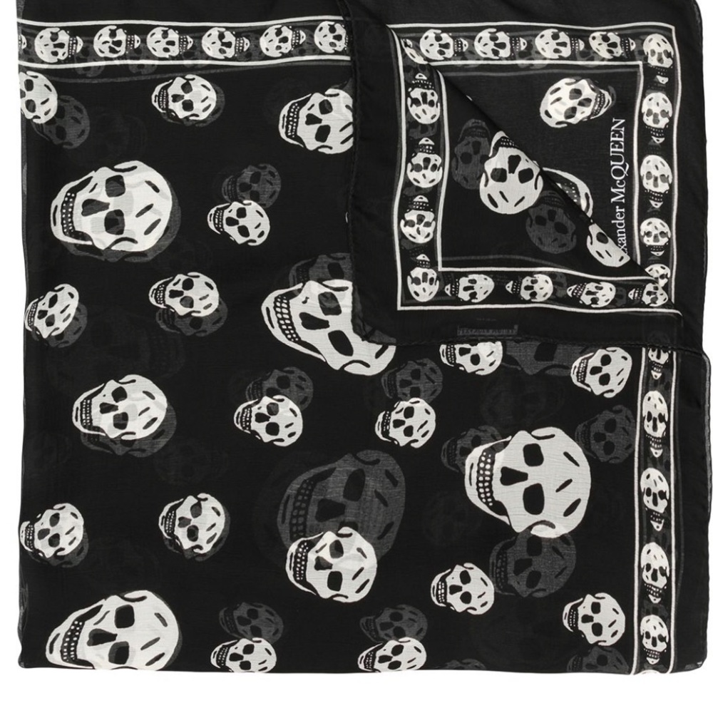 Alexander McQueen Classic Silk Chiffon Skull Scarf